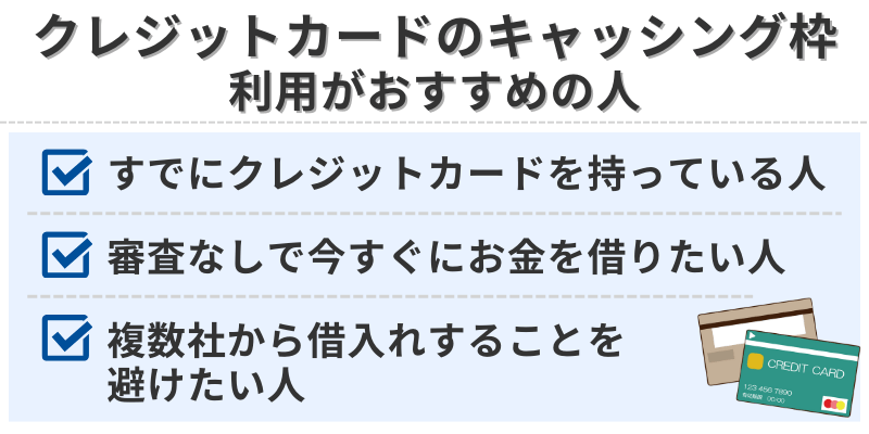 クレジットカードのキャッシング枠の利用がおすすめの人