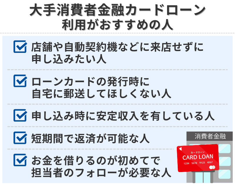 大手消費者金融カードローンの利用がおすすめの人