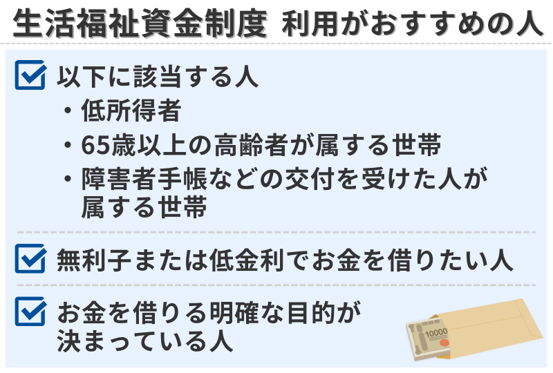 生活福祉資金制度の利用がおすすめの人