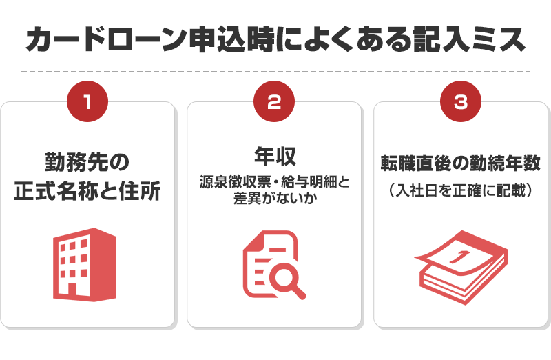 カードローン申し込み時によくある記入ミス