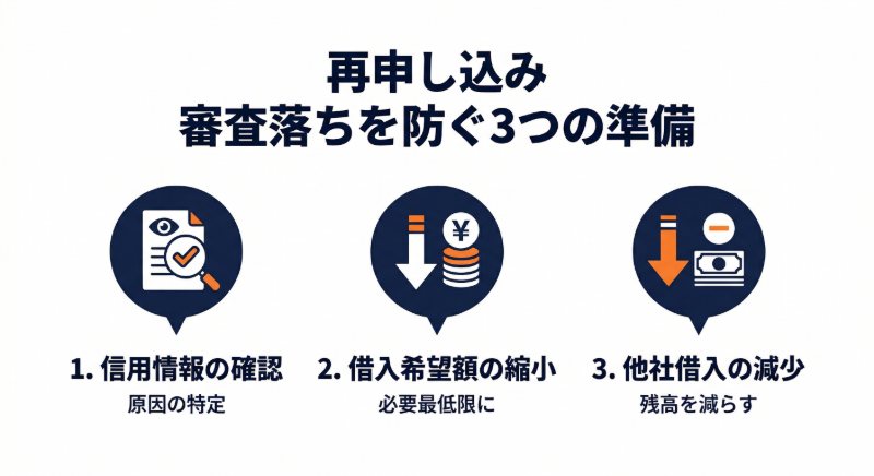 再申し込みで審査落ちを防ぐための3つの事前準備 図解