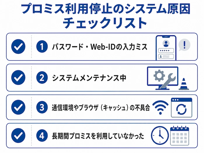 「プロミス会員サービスご利用できません」となるシステム的な原因 図解