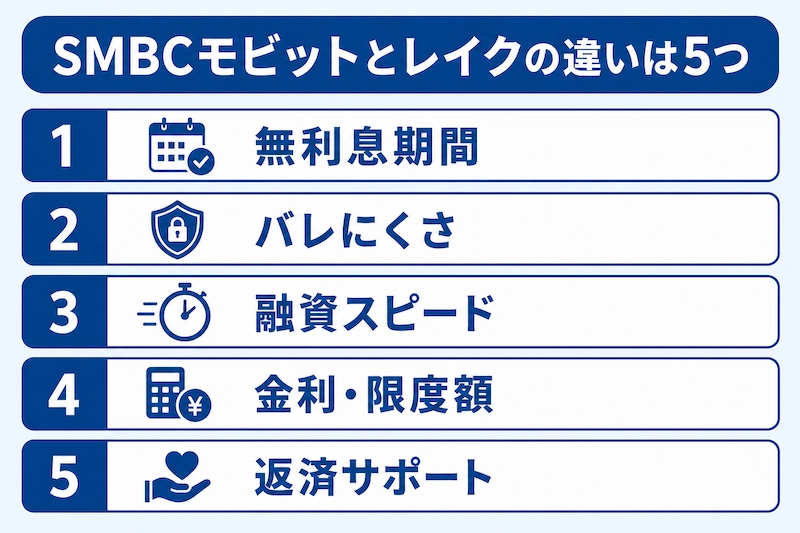 SMBCモビットとレイクの違いは5つ　図解