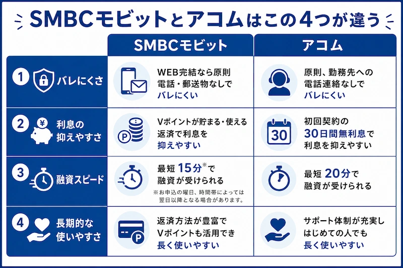 SMBCモビットとアコムはこの４つが違う　図解