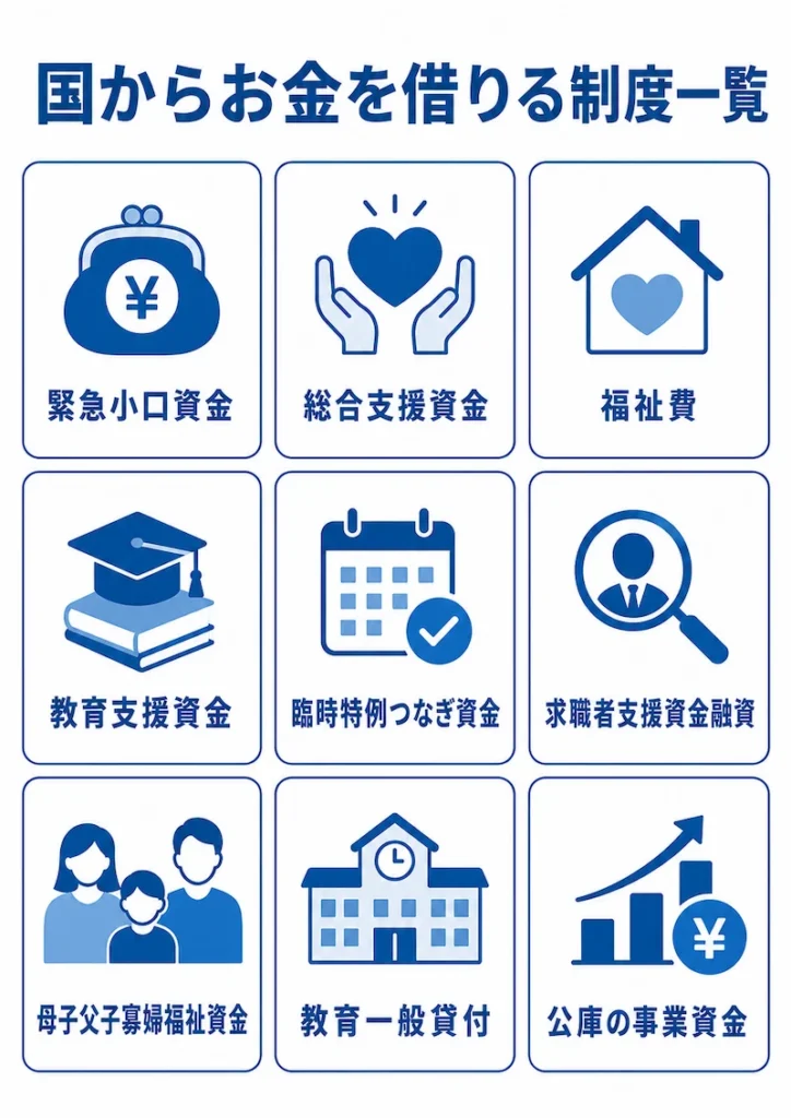 国からお金を借りる制度9つ